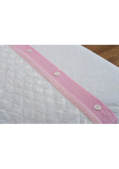 Gülfem Pamuk Baskılı Krem Pembe Yatak Örtüsü Çift Kş. 6 Parça 245x260 Cm 1450 Pembe