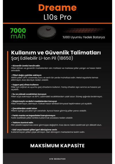 Dreame L10S Pro 7000mAh Robot Süpürge Bataryası