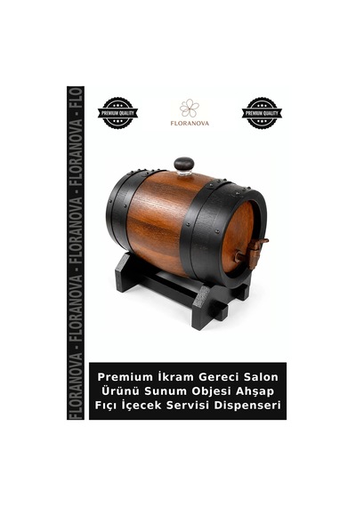 Premium İkram Gereci Salon Ürünü Sunum Objesi Ahşap Fıçı İçecek Servisi Dispenseri Çok Renkli