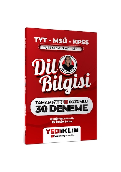 Yediiklim 2027 Tyt-msü-kpss Tüm Sınavlar İçin Dil Bilgisi Tamamı Video Çözümlü 30 Deneme