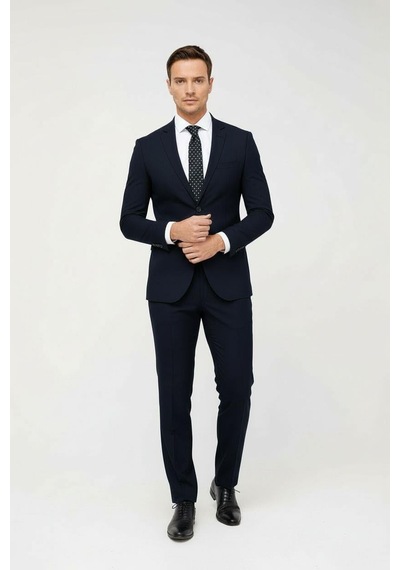 İgs Erkek Lacivert Slim Fit Dar Kalıp Klasik Takım Elbise-23993