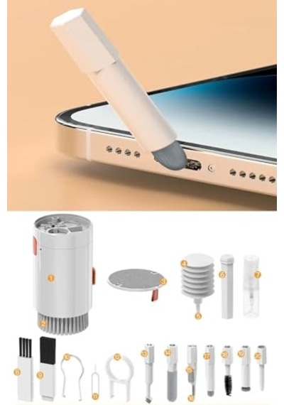 Si 1 Arada Elektronik Temizlik Seti Klavye Kulaklık Ekran Bilgisayar Ve Telefon Temizliği Için Fırçalı Spreyli Ço