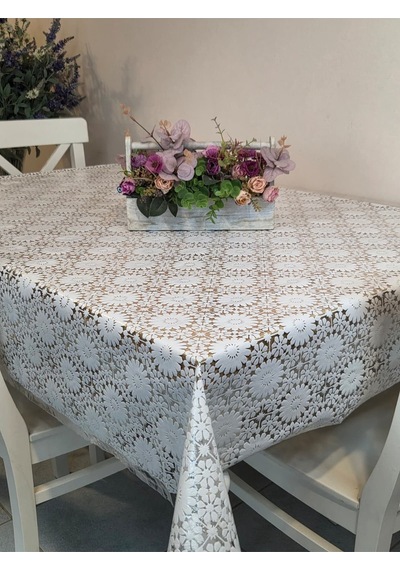 Ithal Pvc Muşamba - Desenli Silinebilir Masa Örtüsü 07nl73g Beyaz