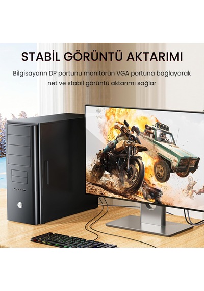 Displayport Dp To Vga Full Hd 60hz Görüntü Video Aktarım Kablosu 1.5 Metre Standart