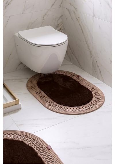 Banyo Paspası Takımı 60x100+40x60 Cm İç Trikot Acı Kahve & Camel