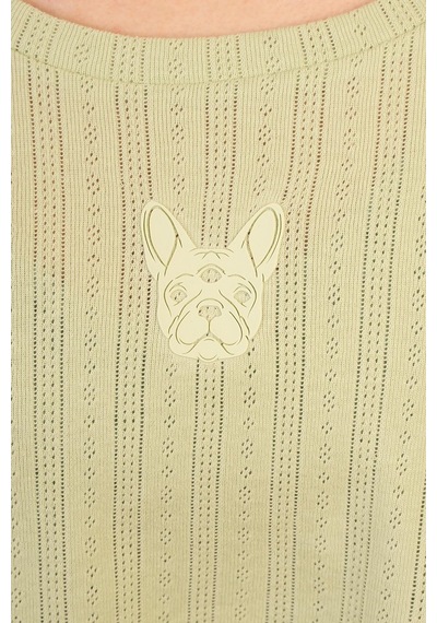 Woof Gym 3D Dog Print Crop Top Soft Green