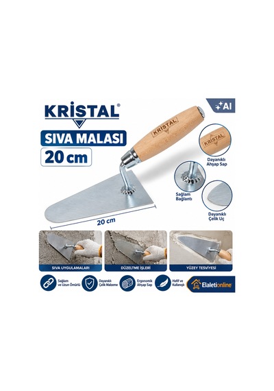 20 Cm Sıva Malası Ahşap Saplı Çelik Duvar Sıva Ve Harç Uygulama Malası - 937675155