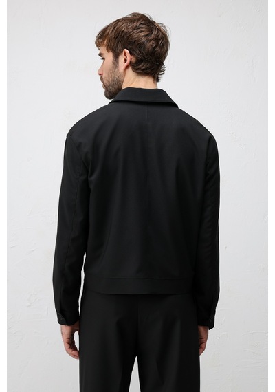 Antioch Relaxed Fit Fermuarlı Erkek Mont Siyah