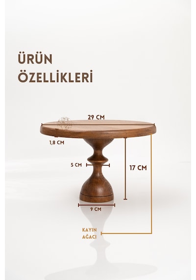 Justwood Mummy 29 Cm Ahşap Ayaklı Yuvarlak Pasta Sunum Tabağı
