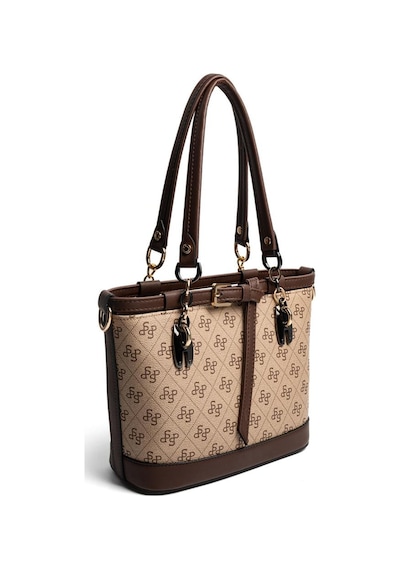Silver Polo Sp1155 Kadın El Çantası Monogram Koyu Bej-kahve