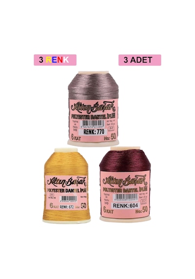 3 Adet Altınbaşak Oya Ve Dantel İpi 20 Gr - Royaleks - No: 672 - 604 - 770