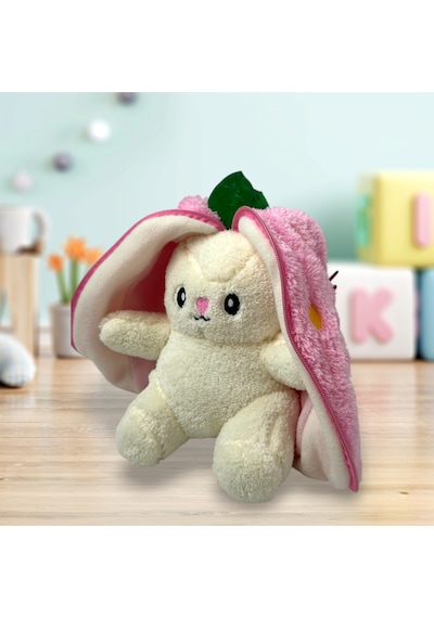 Sevimli Çilek Tavşan Peluş Çantalı Hediyelik 50 Cm Oyuncak