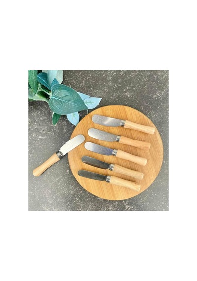 6 Lı Bambu Saplı Lüx Tereyağı Ve Reçel Bıçağı 6 Li Ahsap Bıcak