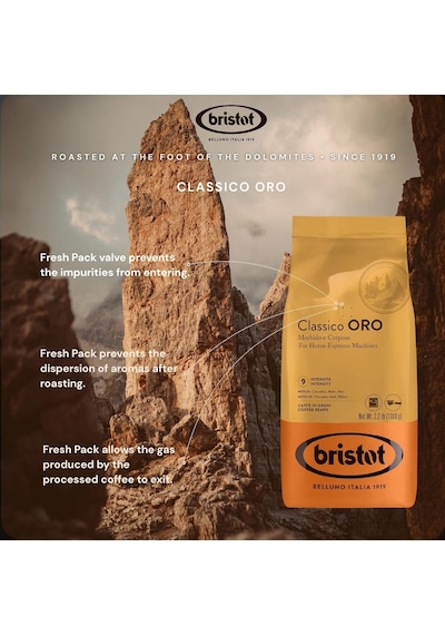 Bristot Classico Oro Orta Kavrulmuş Premium İtalyan Espresso Çekirdek Kahve 1 KG