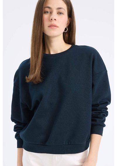 Defacto Regular Fit Bisiklet Yaka Kalın Basic Düz Sweatshirt D6645ax25sp Lacivert