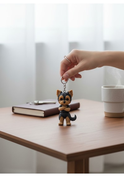 Yorkshire Terrier Köpek Figürlü Hareketli Anahtarlık