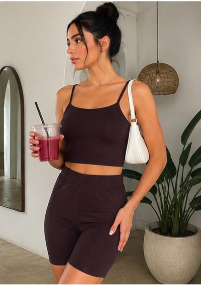 Unika Boutique Kadın Şortlu Kaşkorse Takım kahverengi