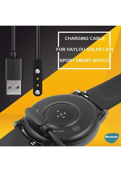 Haylou Solar Ls05 İçin Manyetik Usb Şarj Kablosu Siyah Solar Ls05 İle Uyumlu Şarj Kablosu - Siyah