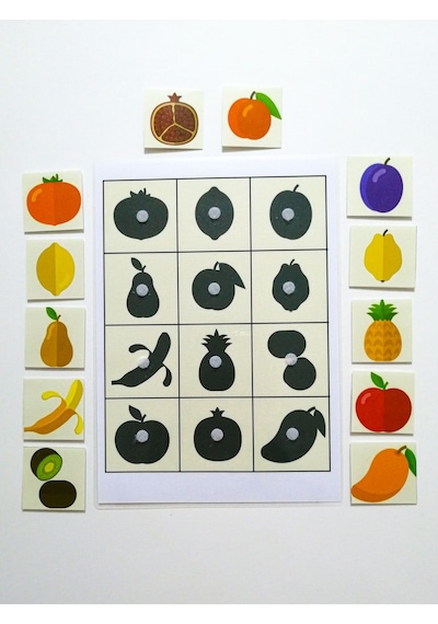 Çocuklar Için Meyveleri Öğretici Eşleştirme Dikkat Hafıza Güçlendirme Oyunu Cırtlı Etkinlik