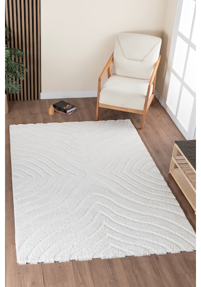 Norway Vl Bukleli Premium Yumuşak Peluş Post Iskandinav Oturma Odası Salon Halısı 70620-krem