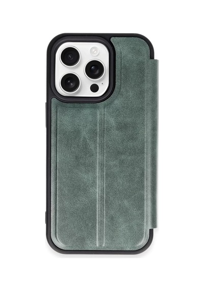 Newface Apple İphone 14 Pro Max Kılıf Flip Cover - Koyu Yeşil