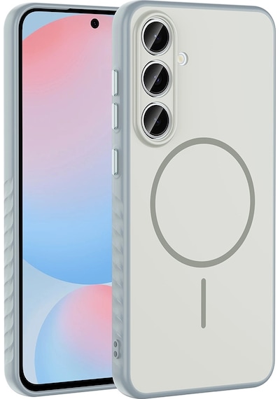 Samsung Uyumlu Galaxy S25 Fe Kılıf M-safe Şarj Özellikli Zore Tea Kapak Gümüş