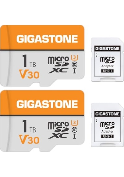 Gıgastone 1tb Microsdxc 2'li Hafıza Kartı Paketi + Sd Adaptörü, 140/100 Mb/s'ye Kadar, Aksiyon Kamerası Gopro Drone Ve Tablet İçin, 4k Uhd Video Kaydı, Mikro Sd Kart Uhs-ı A1 Sınıf 10 U3