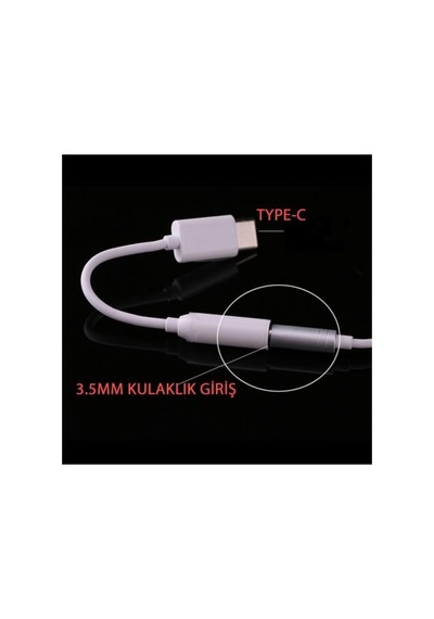 Type-c 3.5mm Kulaklık Dönüştürücü Aparat Aux Çevirici Adaptör, Beyaz