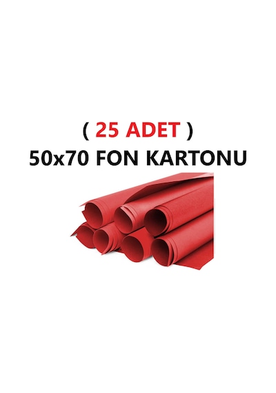 25 Adet 50x70 Cm Kırmızı Renkli Fon Kartonu Rulo Canlı Renk Büyük Boy Anaokulu Kreş Okul