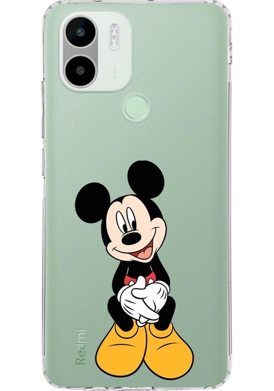 Redmi A1 Plus Slim Fit Kapak Mickey Mouse Tasarımlı Şeffaf Silikon Şeffaf