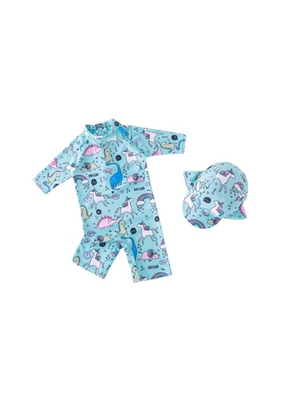 Petityu Upf50+ Güneş Korumalı Hızlı Kuruyan Unicorn Ve Dinazor Sever Su Yeşili Şirin Şapka Mayo Set Petityu Upf50+ Güneş Korumalı Hızlı Kuruyan Unicorn Ve Dinazor Sever Su Yeşili Şirin Şapka Mayo Set