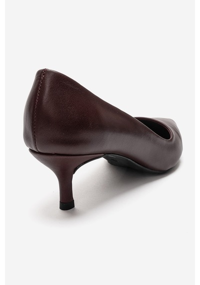 Luvi Shoes Jalen Bordo Cilt Hakiki Deri Kadın Kısa Topuklu Ayakkabı