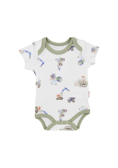 Tiffany Baby & Kids Tiffany Work Machine Theme Yarım Kol Bebek Body 13008 Ekru