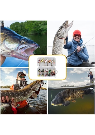 Valkyrie 10 Adet Kutulu Fly Spinner Bait Yem Zoka Seti Döner Tip Tatlı Tuzlu Sinek Olta