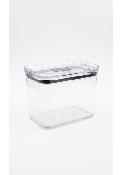 Fresh Hava Geçirmez Dikdörtgen Plastik Erzak Kabı 1500 Ml - Vakumlu Tek Tuş Kapaklı Şeffaf Plastik Bakliyat, Un Ve Şeker Saklama Kabı, Bpa İçermez 10,5x16x12,5cm