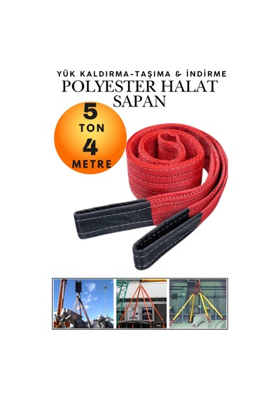 5 Ton 4 Metre Kahve Polyester Sapan - Yüksek Mukavemetli Yük Kaldırma Ve Taşıma Spanzeti - Endüstriyel Sınıf, Güvenli Bağlama Ve Sabitleme Halatı Ağır Yük Taşıma, İndirme ,sabitleme Halatı