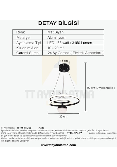 Tt Aydınlatma Göz Modeli Siyah Tek Toplu 3 Renk Modüllü Led Avize Siyah
