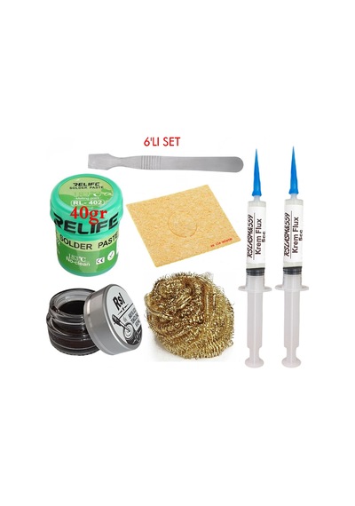 Relıfe Rl-402 Krem Lehim 183 C 40gr Havya Uç Temizleyici Kremi Seti Flux Lehim Toplama Spatula Vs Set09