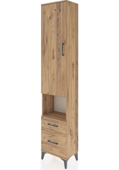 Arges Dolap 3 Raflı 2 Çekmeceli Tek Askılı 44x30x221 Çam-çam Çam