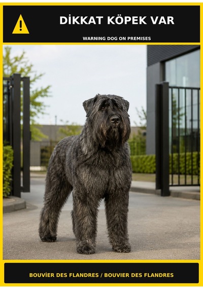 Dikkat Köpek Var Bouvier Des Flandres Görselli Pvc Uyarı Levhası 21x30cm