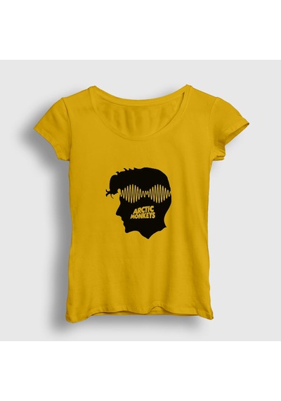 Presmono Kadın Head Arctic Monkeys T-shirt Sarı