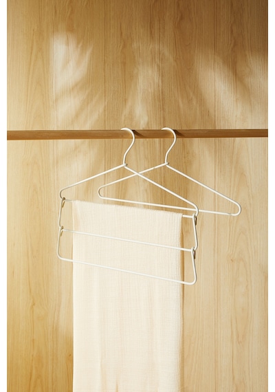 Ocean Home Textile 3 Katlı Ekru Renk Kumaş Kaplı Metal Giysi Askısı 42 x 41 x 0.5 cm