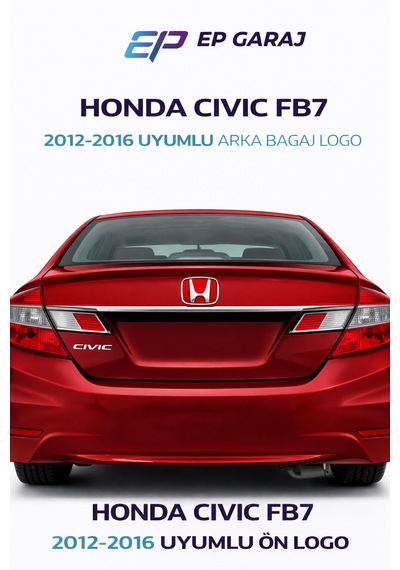 Honda Civic Fb7 2012-2016 Uyumlu Kırmızı Arka Bagaj Logo  Görünüm 0