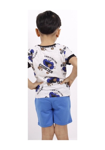 Toontoy Erkek Çocuk Cookies Baskılı Şortlu Takım Saks Mavisi