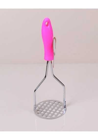 Plastik Saplı Metal Patates Ezici 27cm Pembe
