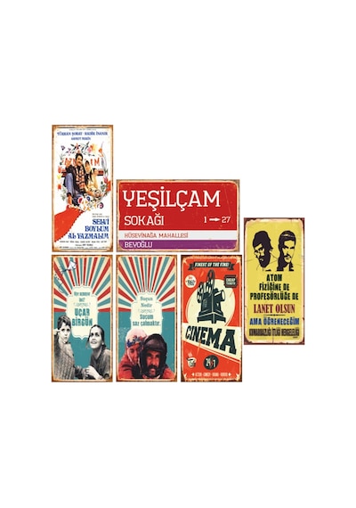 Yeşilçam Retro Ahşap Poster Seti - 4