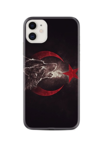 Apple iPhone Uyumlu 11 Kılıf Desenli Silikon Güzel Kılıf Kurt Ve Ay Yıldız 1403