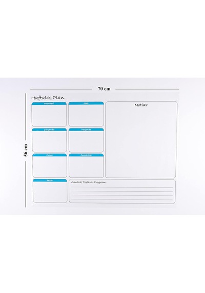 Haftalık Planlayıcı Çizelgesi Elektrostatik Akıllı Kağıt Yazı Tahtası 70 Cm X 56 Cm