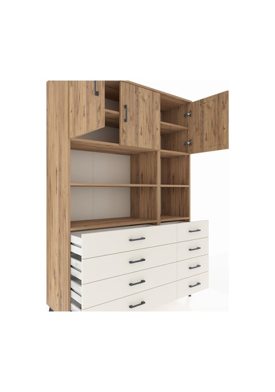 Hyperion Dolap 8 Raflı 8 Çekmeceli 3 Kapaklı 132x44x195 Çam-ç... Çam Hyperion Dolap 8 Raflı 8 Çekmeceli 3 Kapaklı 132x44x195 Çam-ç... Çam