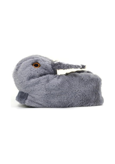 Riva Tavşan Figürlü Peluş Panduf Ev Pandufu Unisex Füme